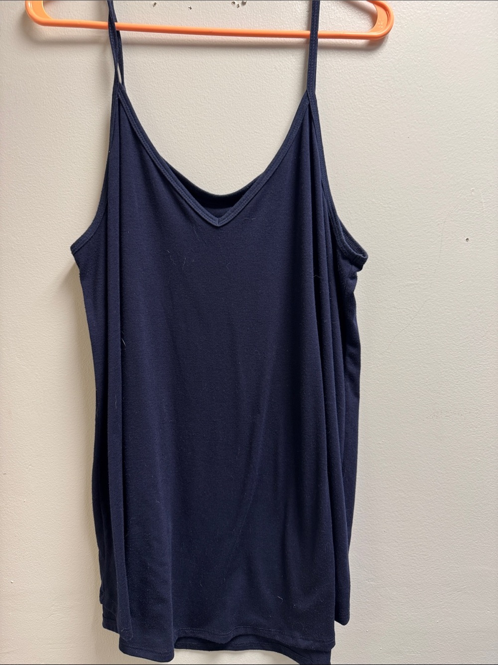 Women's Navy Blue V-Neck Spaghetti Strap Tank Top